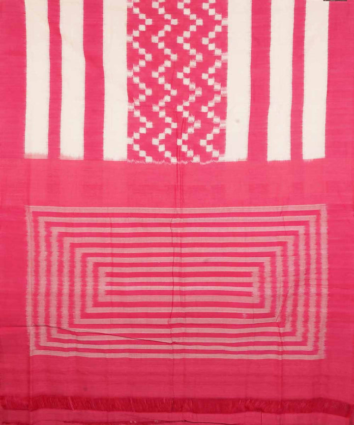 Pink and white cotton handloom ikat pochampally saree