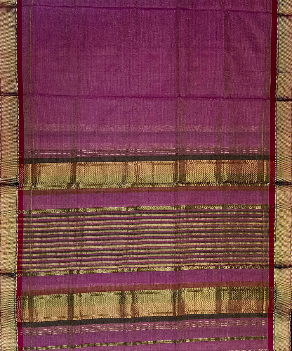 Maheshwari Lilac Purple Handloom Cotton Silk Saree