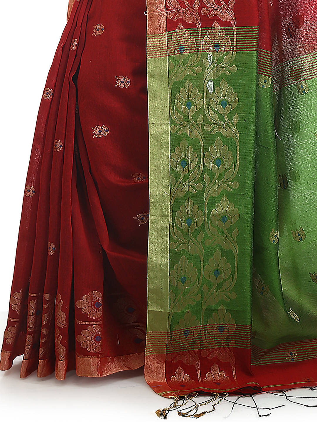 Maroon bengal handloom extraweft work saree