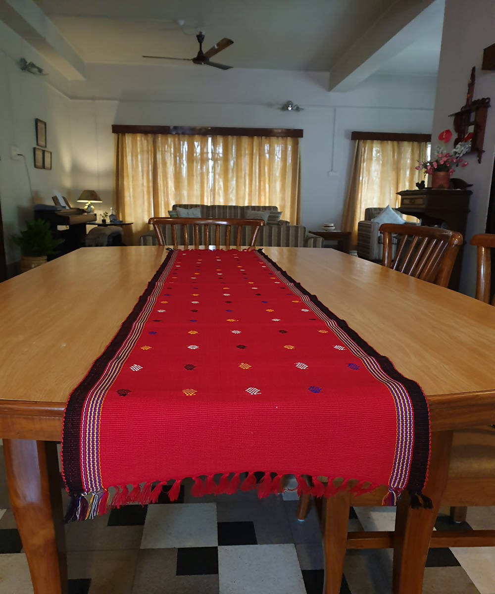 Red and black handloom acrylic table runner