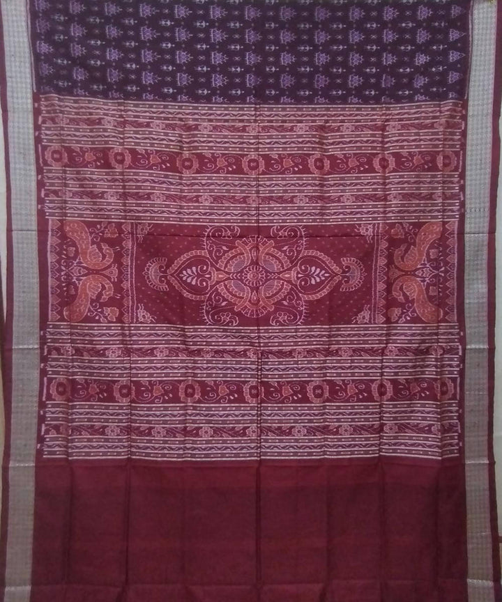 Deep purple handwoven silk sambalpuri saree
