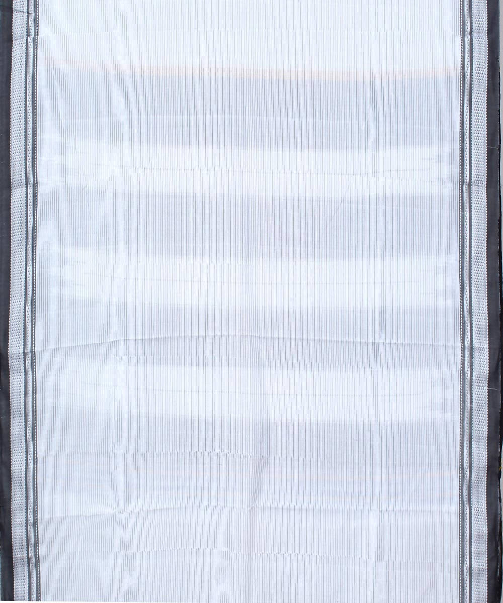 white grey stripes handwoven chikki paras border ilkal kacche saree