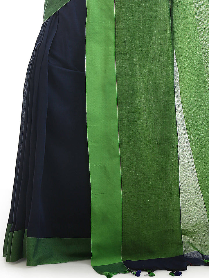 Blue green bengal handloom pure cotton saree