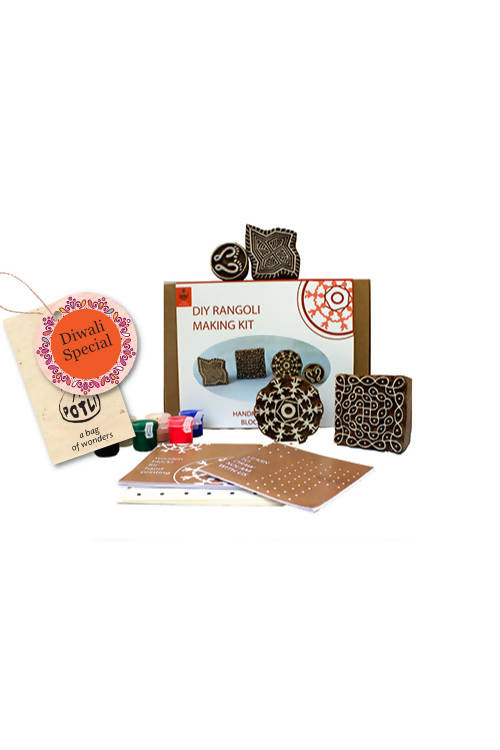 Potli handmade wooden block print craft kit diy rangoli making kit