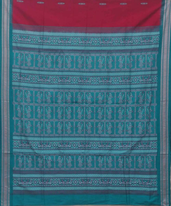 Red handwoven bomkai cotton saree