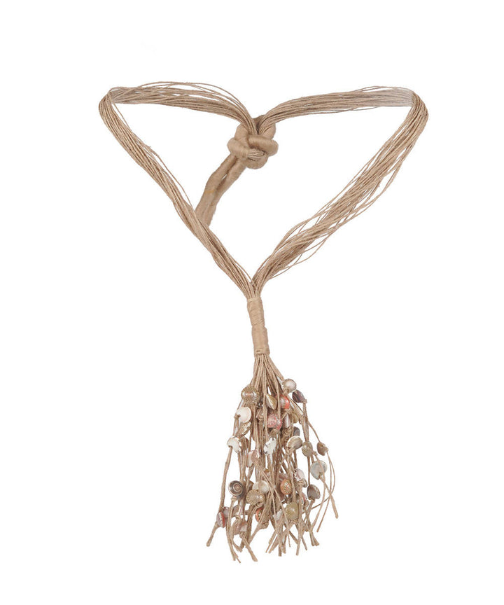 Long jute and seashell necklace