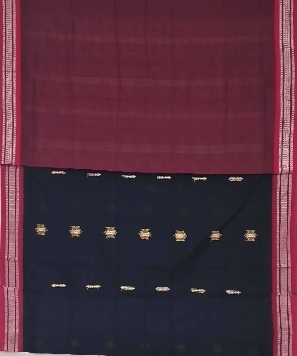 Black handwoven bomkai cotton saree