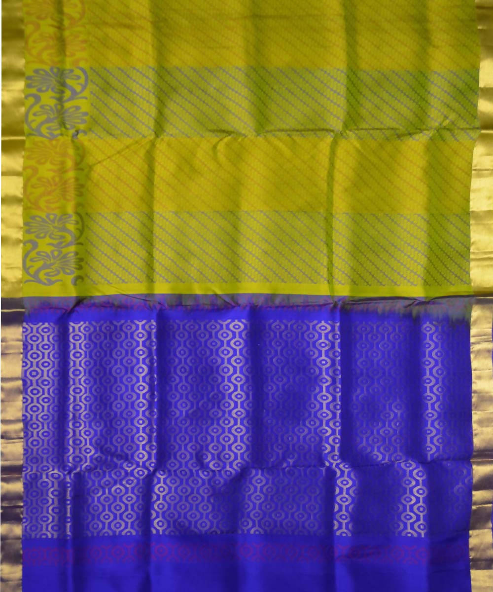 Olive Green Purple Handloom Soft Silk Saree