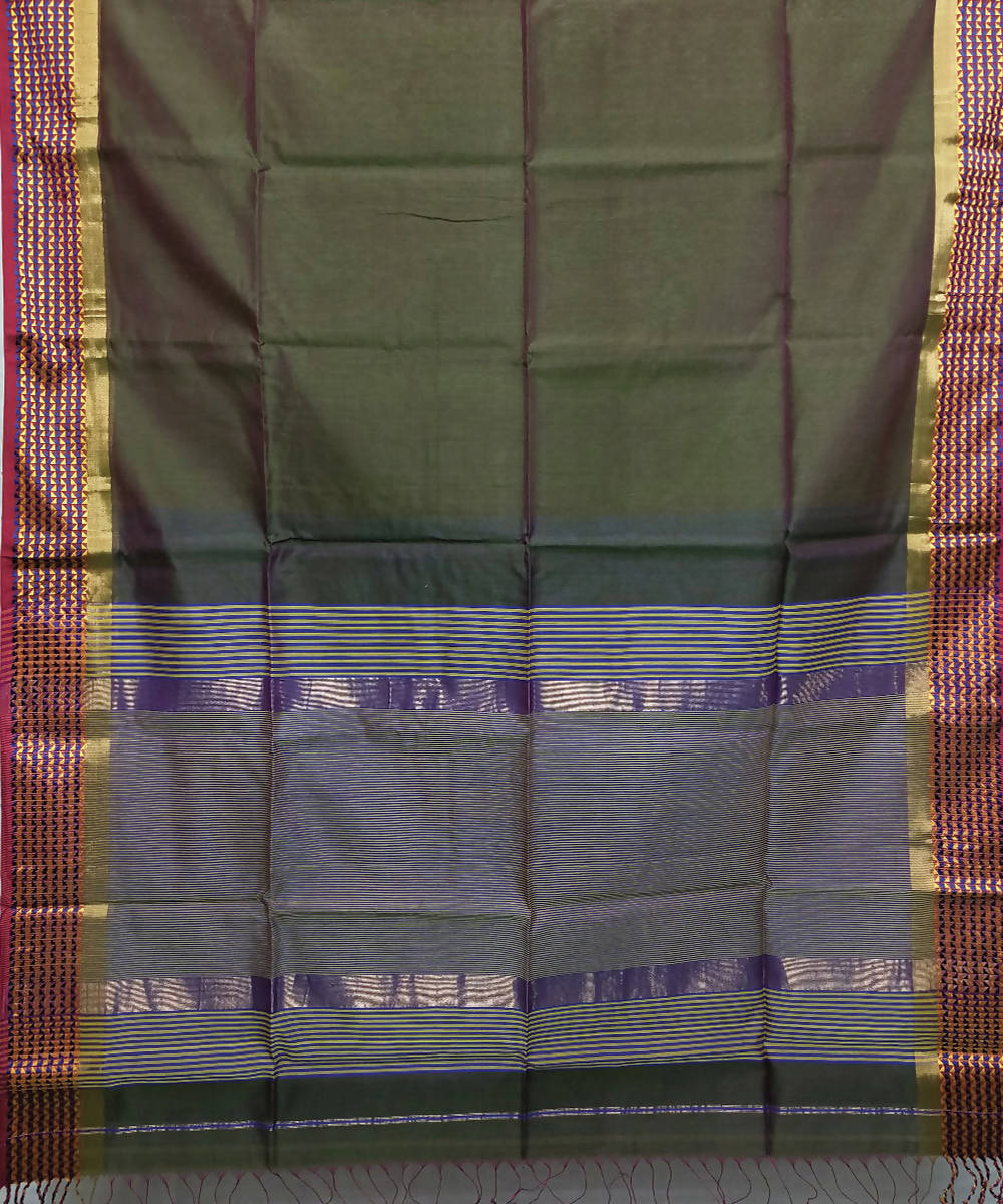 Juniper green handloom silk cotton maheshwari saree