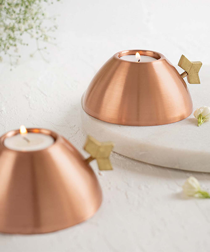 Handmade copper kaju diwali tealight