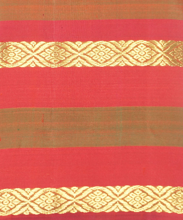 Kanchi Handwoven Red and Brown Silk Saree