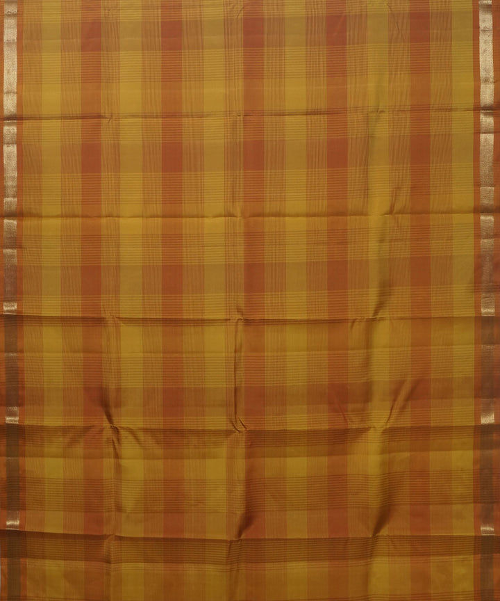 Kanchi Handwoven Yellow Orange Silk Saree