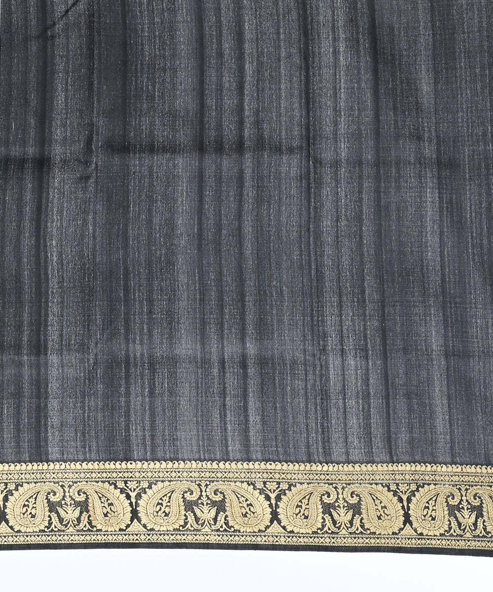 Black handwoven silk baluchari saree