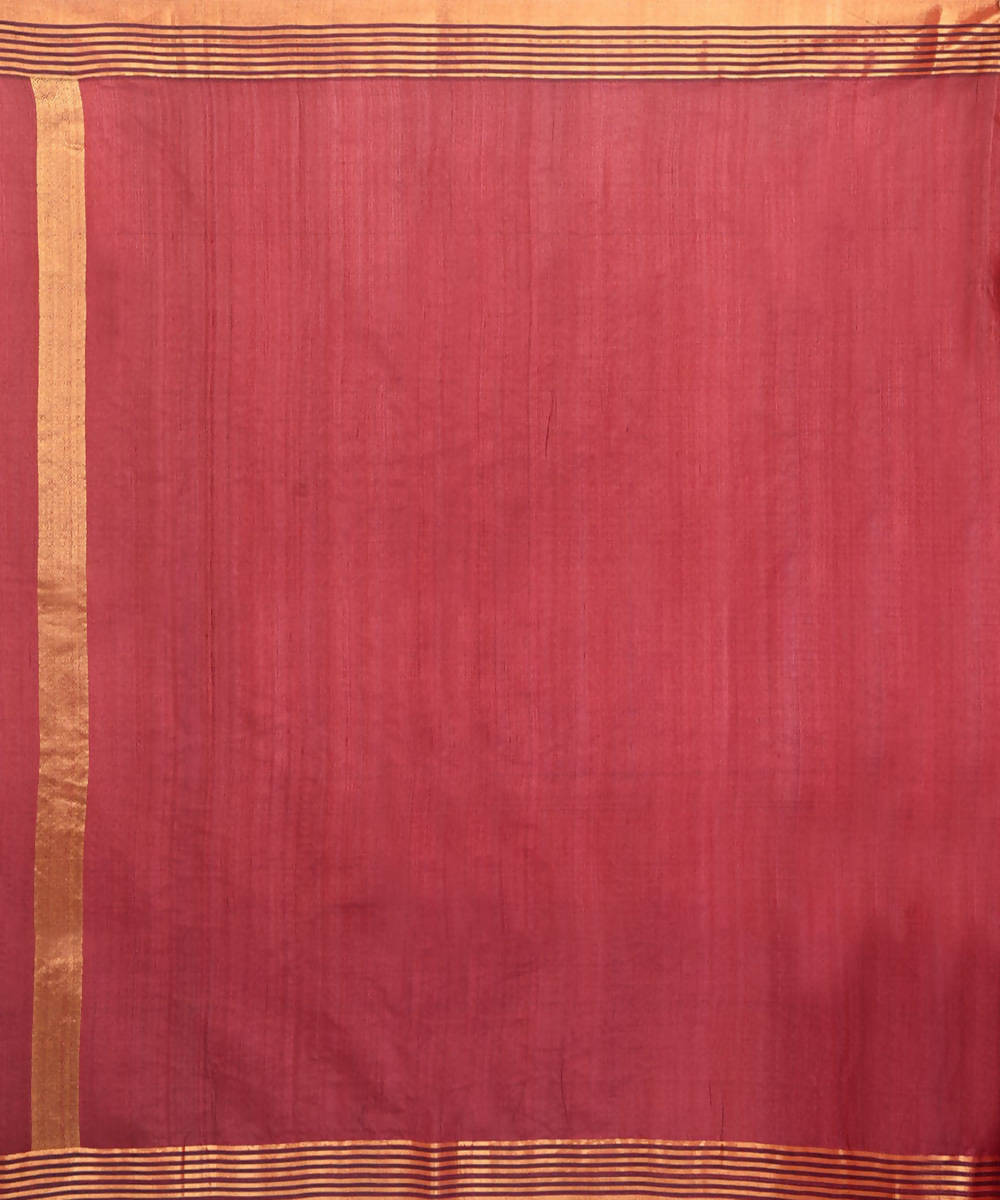 Rust brown Bengal handloom handspun tussar saree