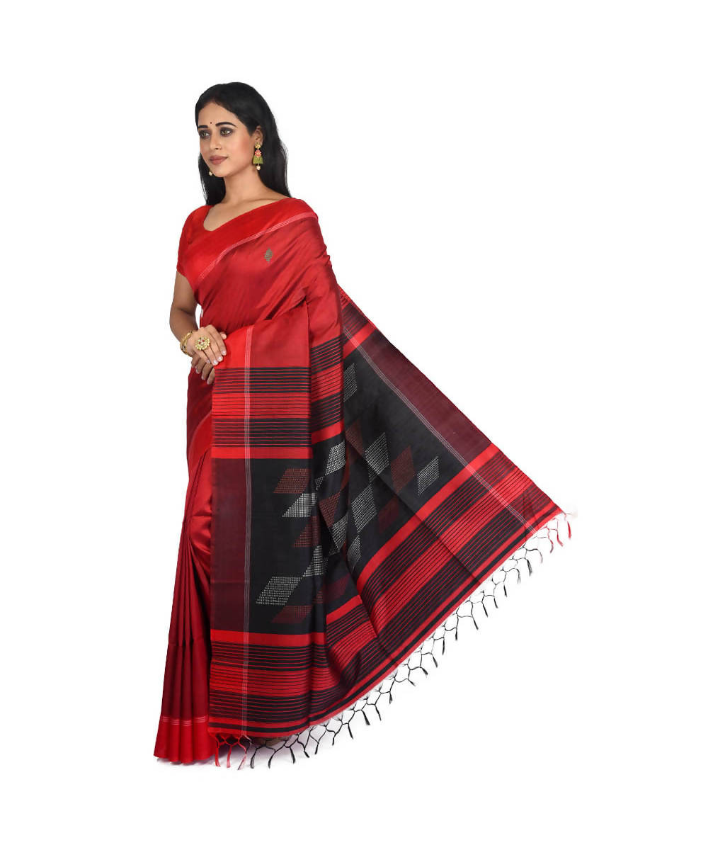 Red Bengal handloom silk saree
