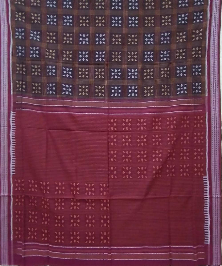 Brown handwoven cotton sambalpuri saree