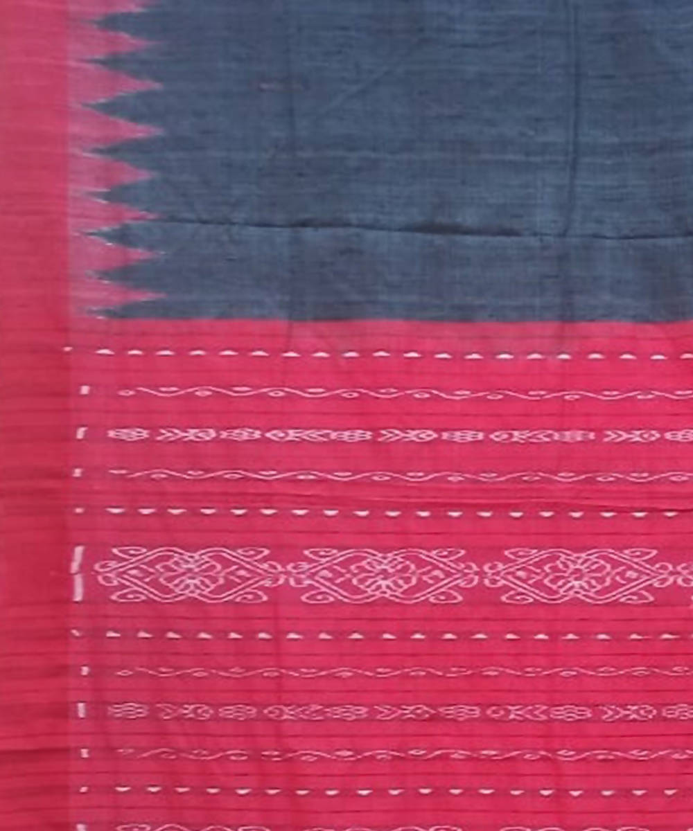 Black red handwoven gopalpur tussar silk saree