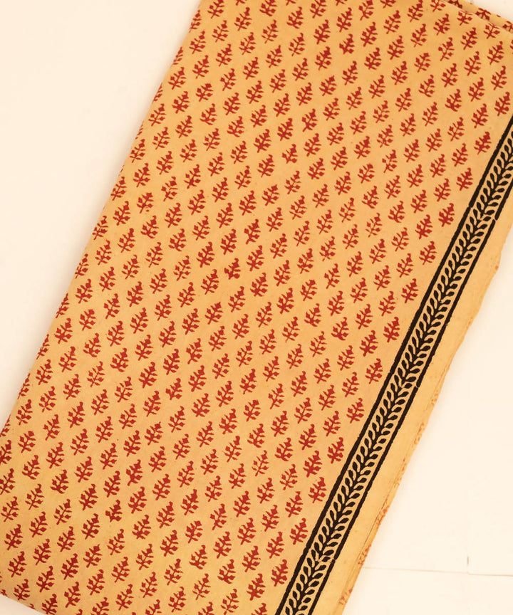 Bagru Handblock Printed Cotton Orange Fabric
