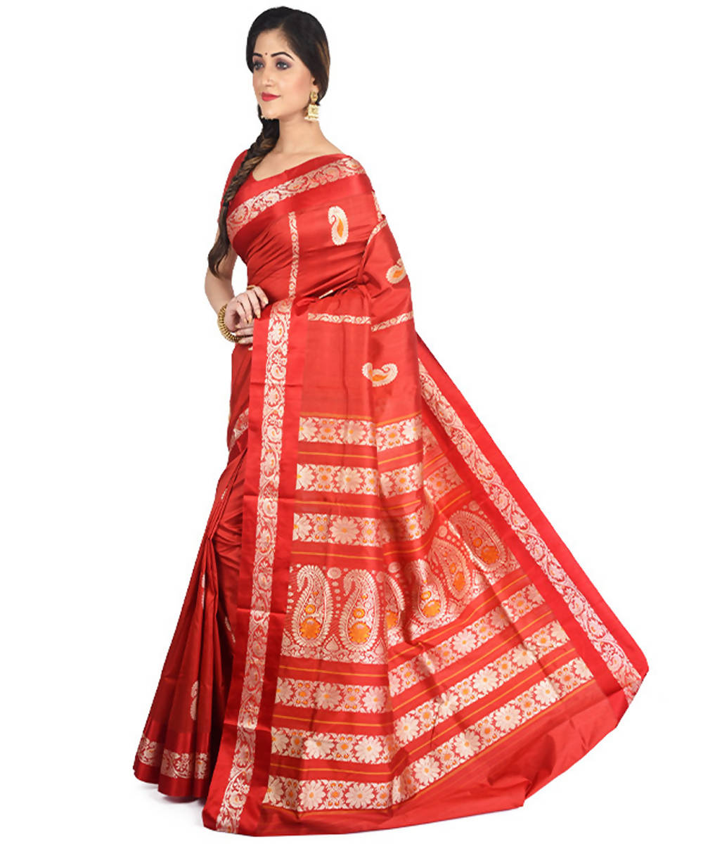 Red handloom garad silk saree