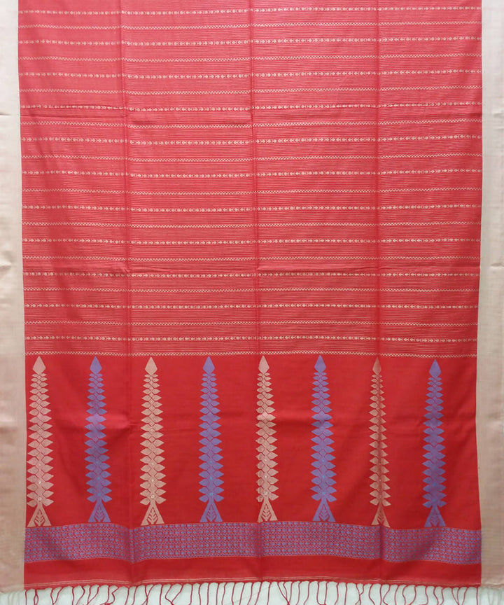 Bengal handspun handloom red cotton saree