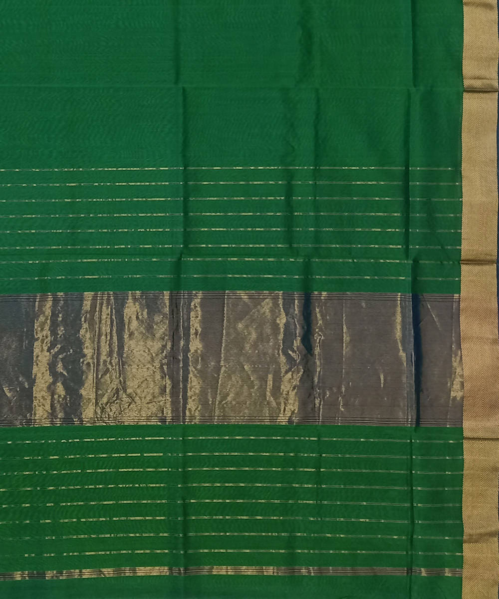 Maheshwari Green Handwoven Cotton Silk Saree