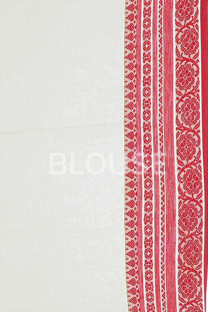 Handloom bengal red and white cotton saree