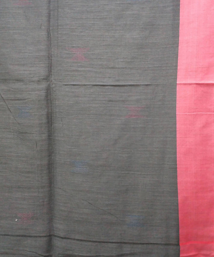 Light grey black handwoven cotton bengal saree