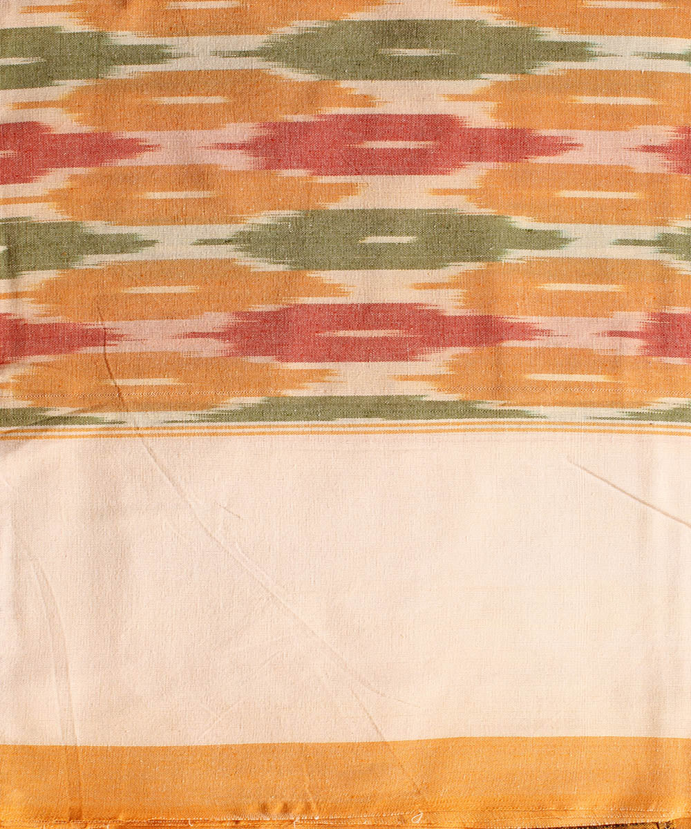Pale orange cotton handwoven pochampally ikat bedsheet