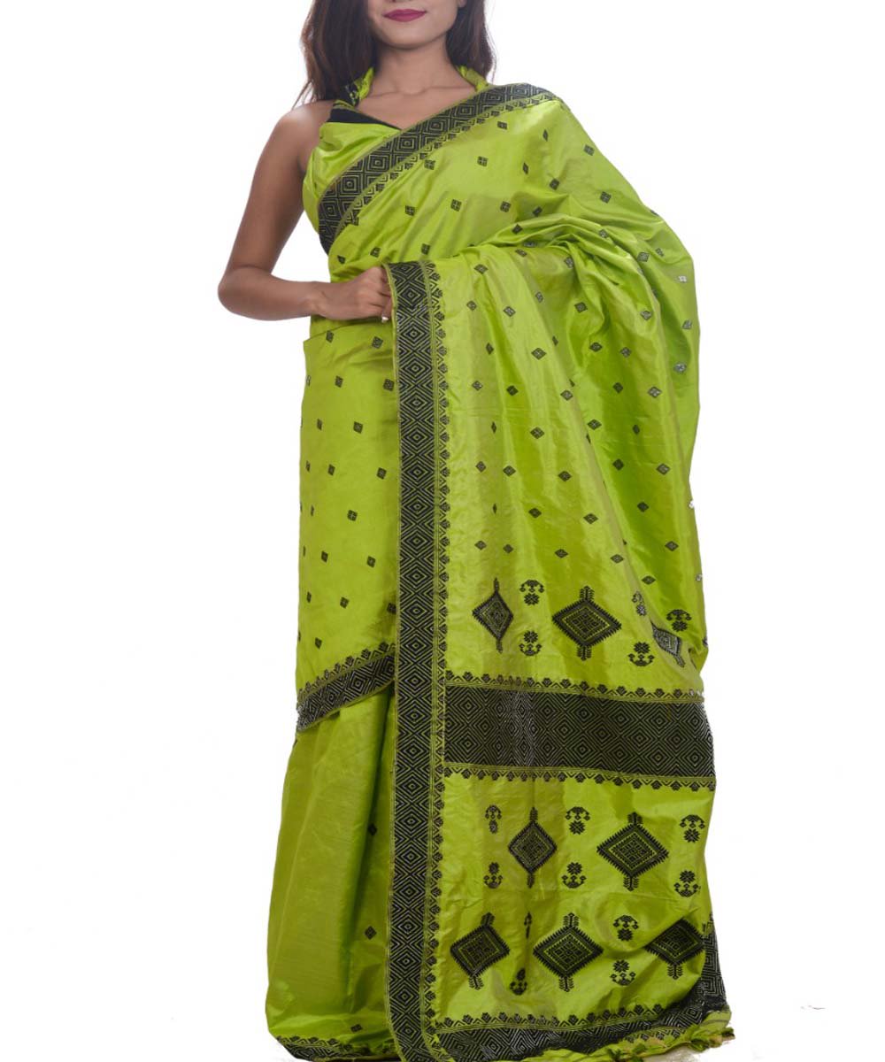 Light Green Handwoven Assam Silk Saree