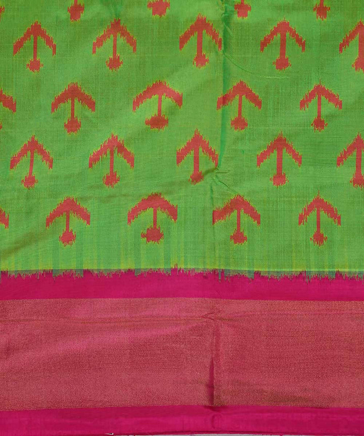 Parrot green handwoven silk ikat pochampally saree