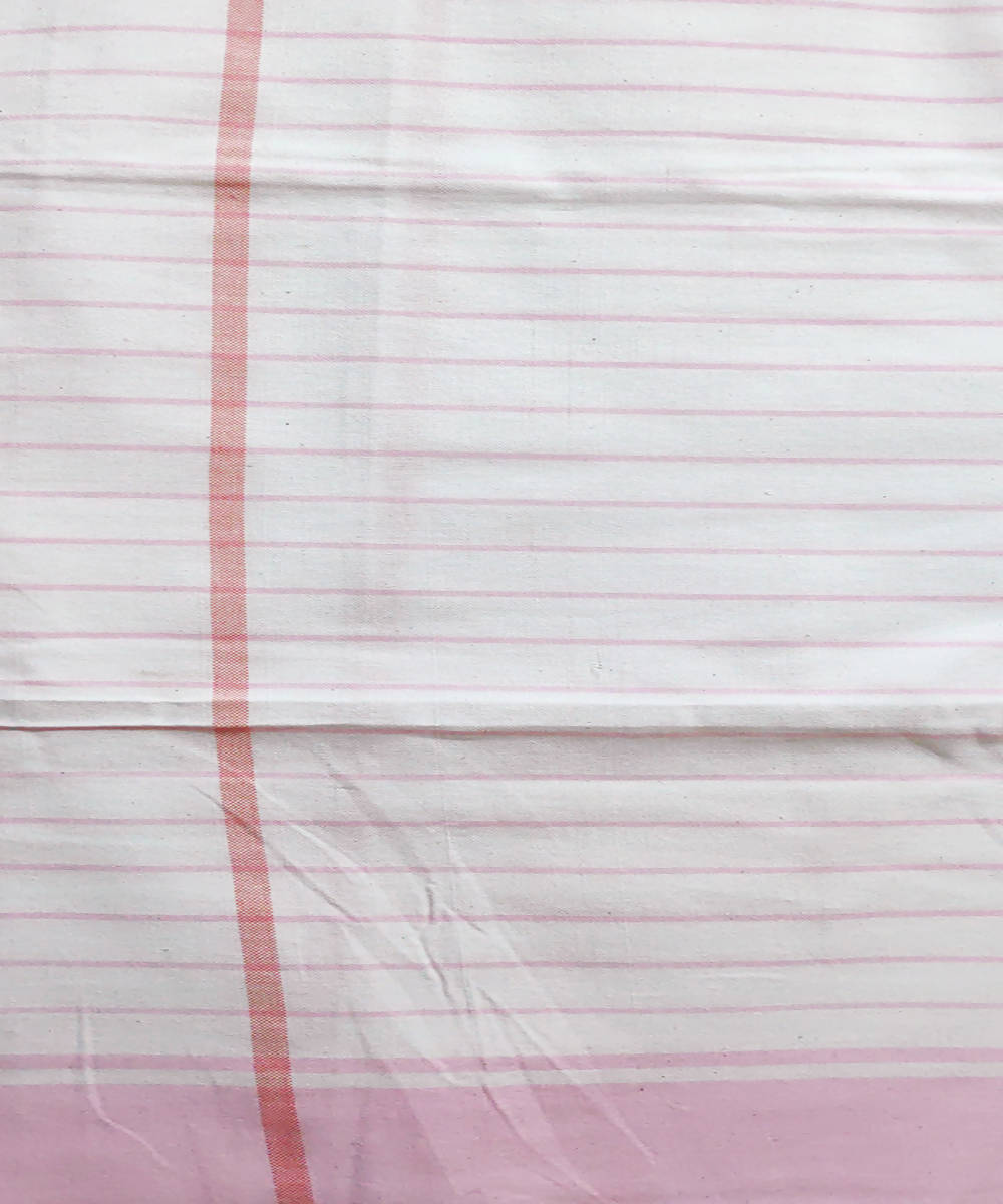 White and Light Pink Handwoven cotton towel