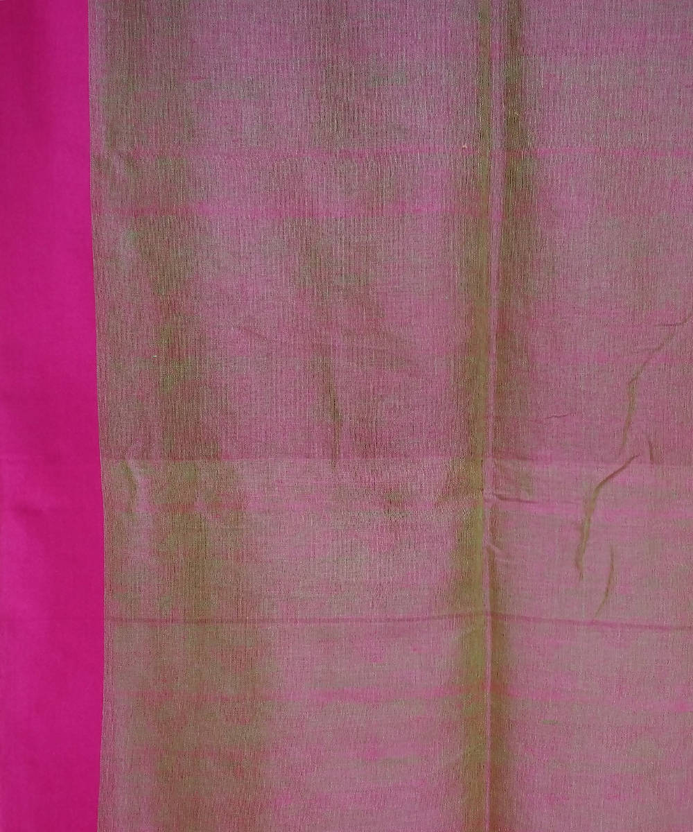 Green Pink Handwoven Handspun Cotton Saree
