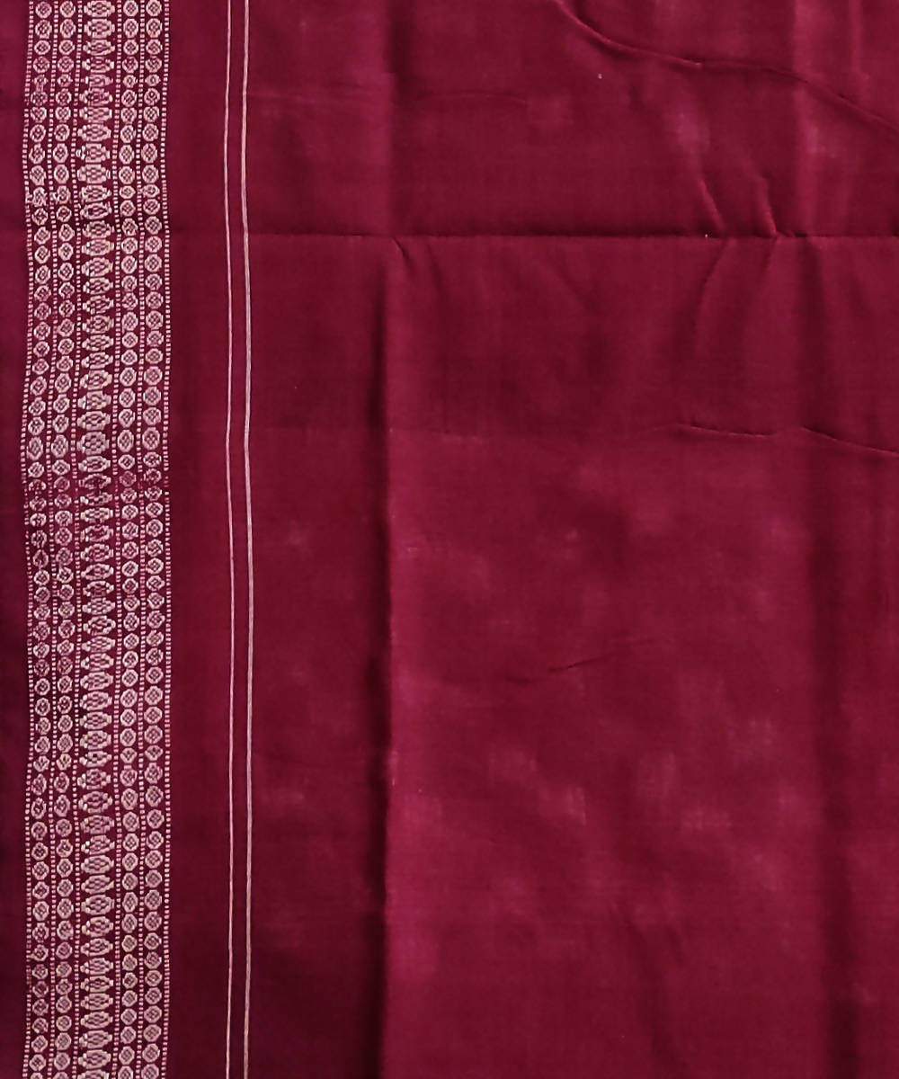 Grey with maroon cotton handwoven sambalpuri saree