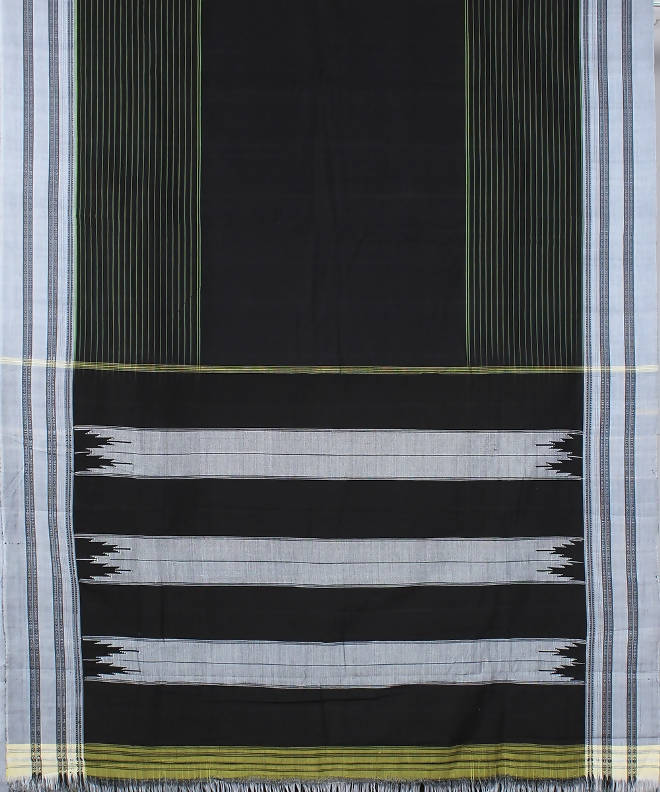 black grey handloom gomi dadi border ilkal saree