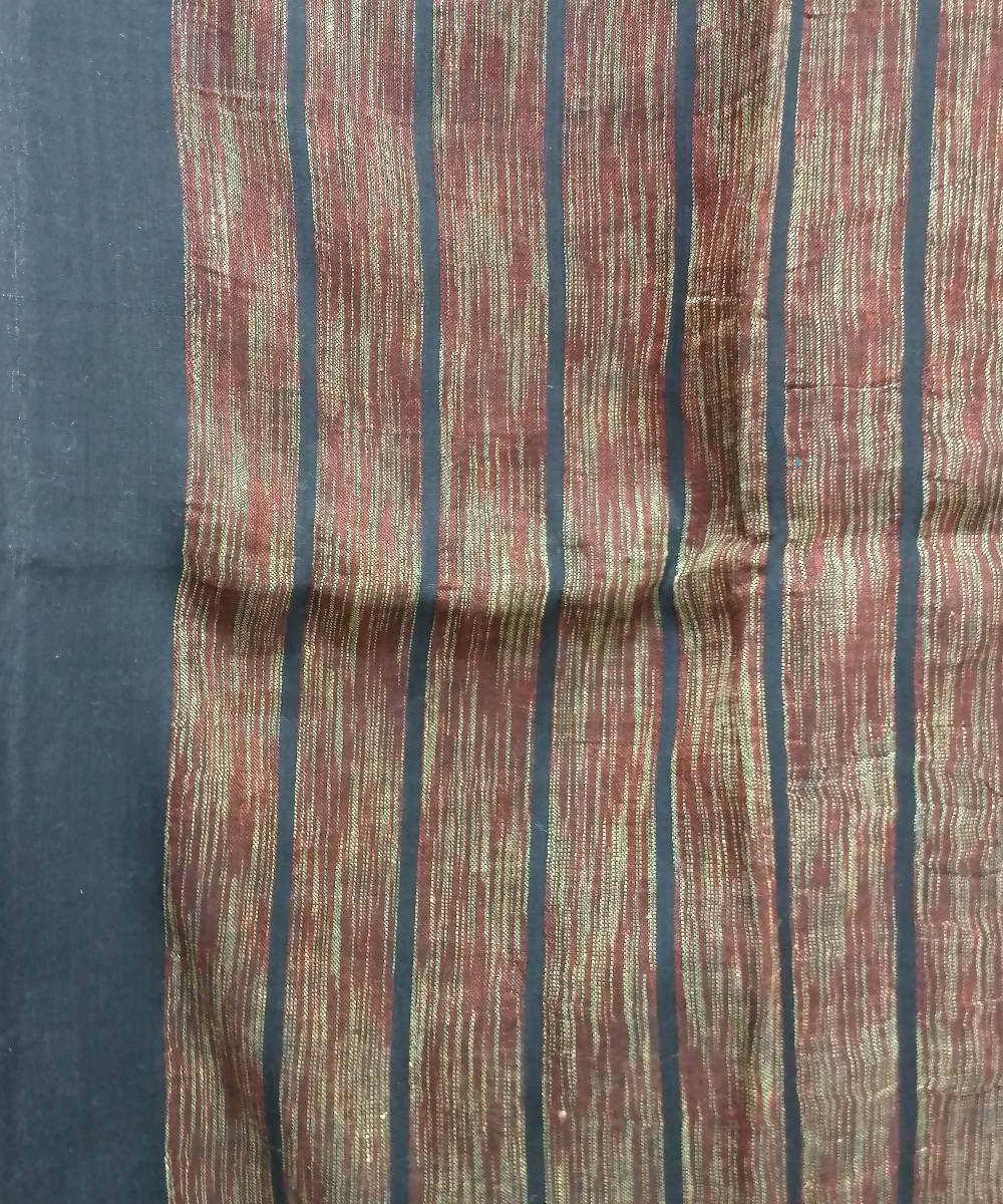 Rust and Yellow Tie Dye Handloom Linen Bengal Saree