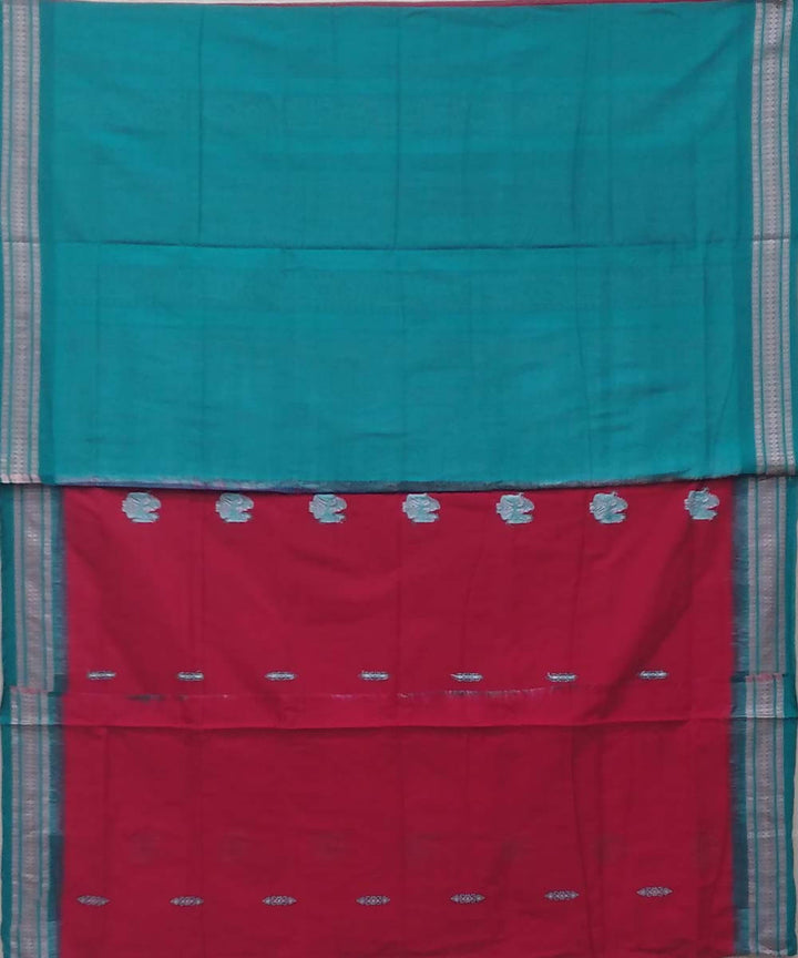 Red handwoven bomkai cotton saree