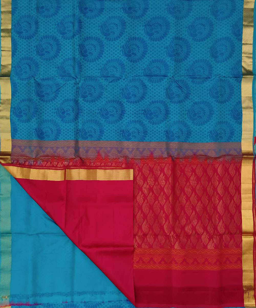Blue pure handloom soft silk saree