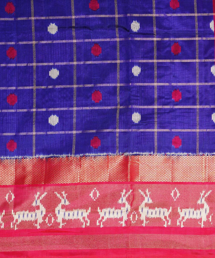 Blue checks handloom silk pochampally saree
