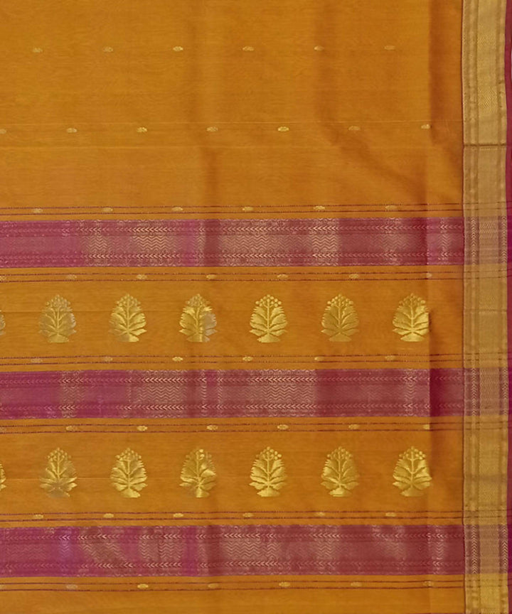 Maheshwari Handwoven Light Orange Cotton Silk Saree
