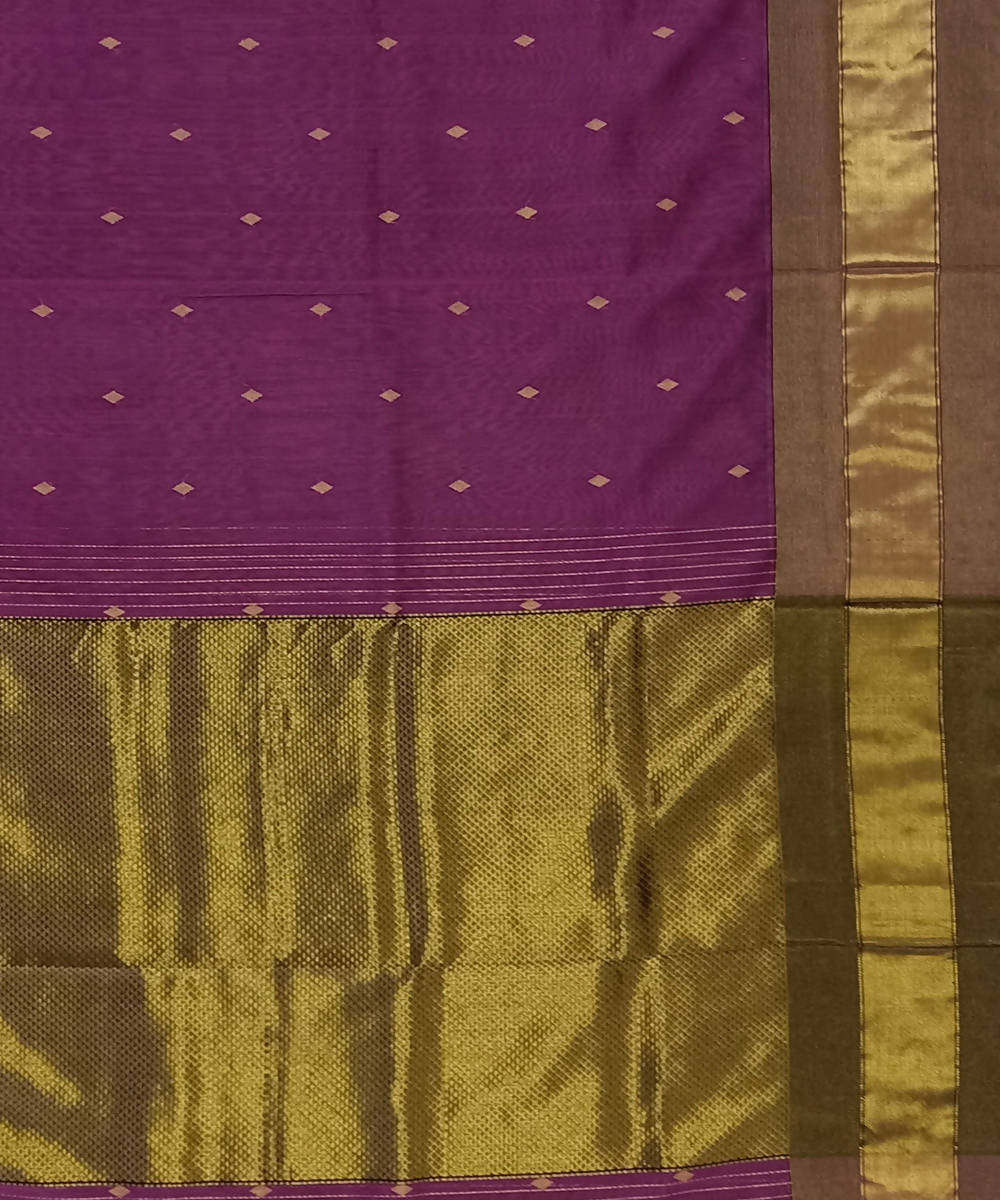 Maheshwari Purple Handloom Cotton Silk Saree