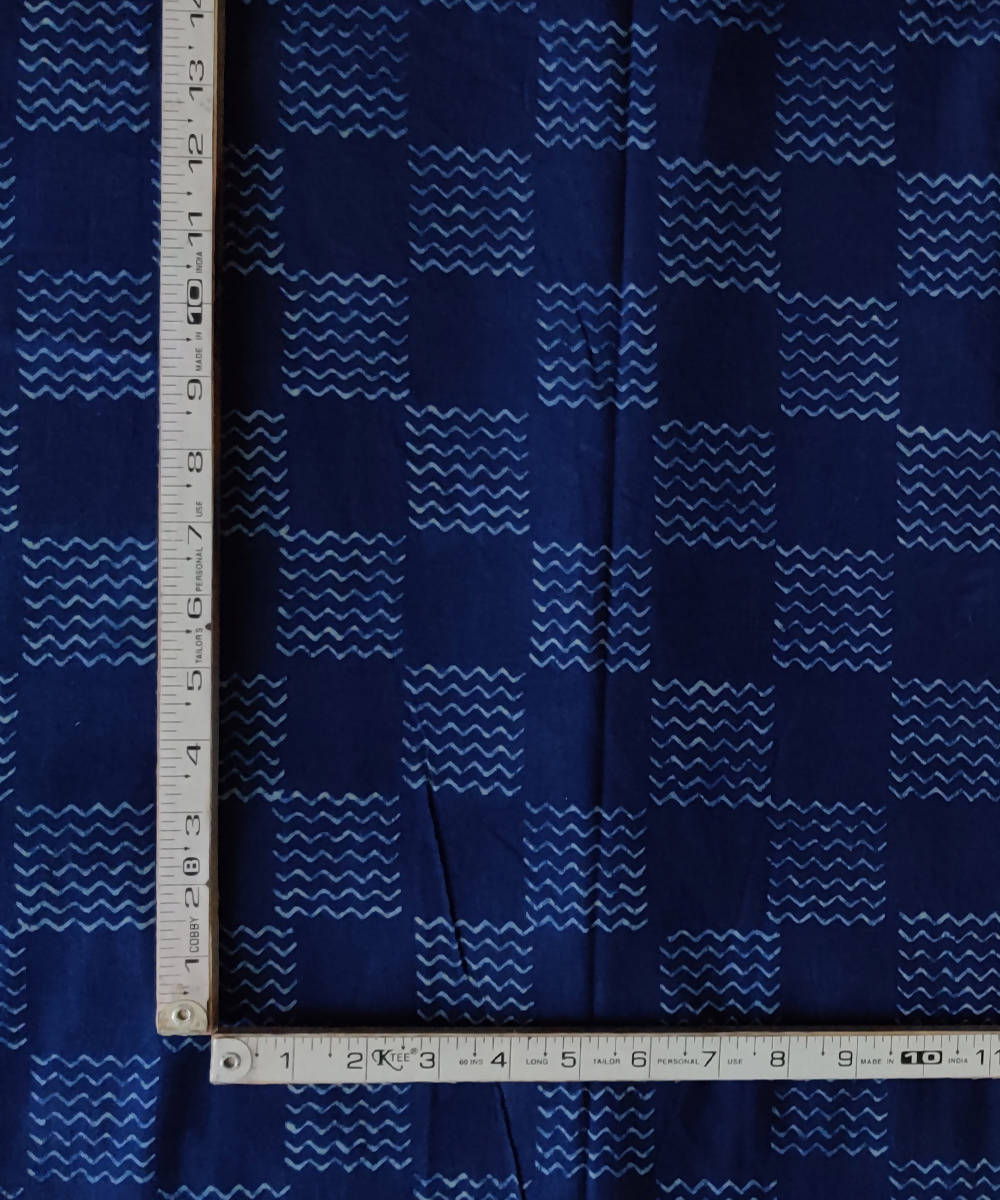 Natural dyed dabu checkered print handspun handwoven cotton fabric
