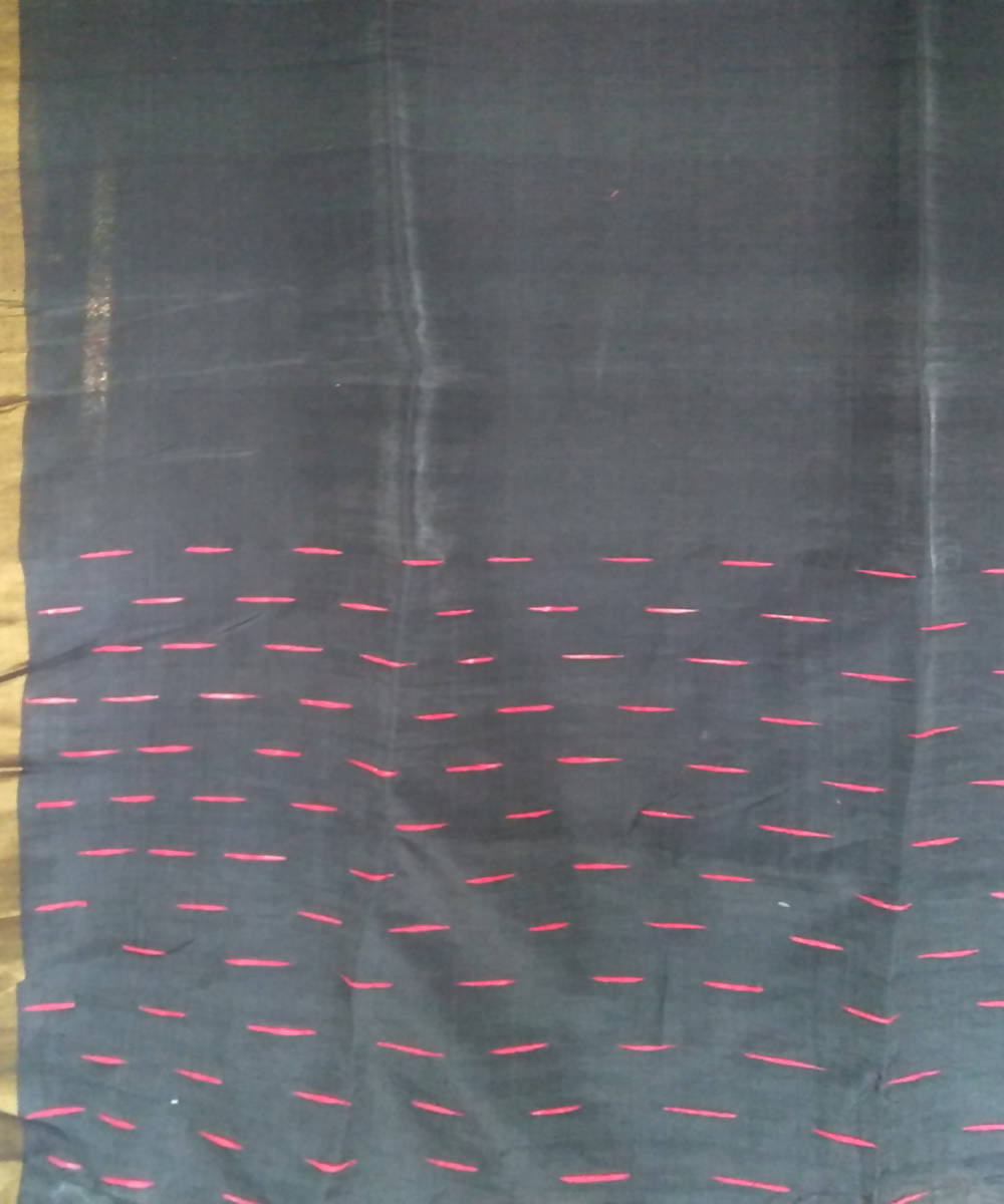 Dark grey bengal handwoven linen saree