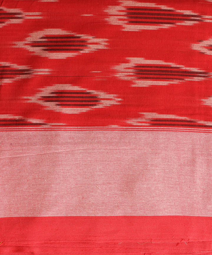 Red cotton handwoven pochampally ikat bedsheet