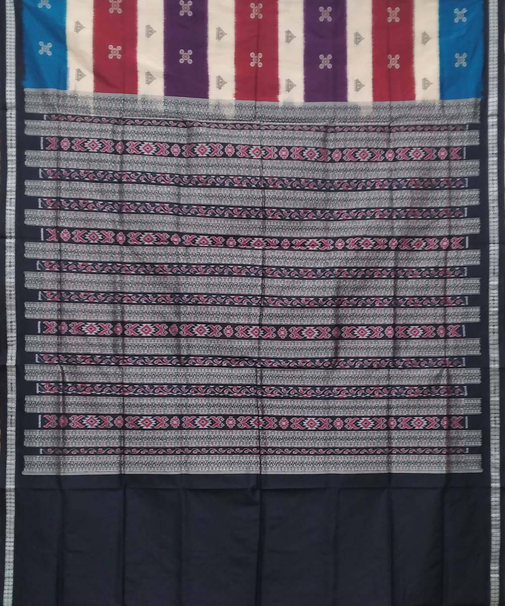 Multicolour striped handwoven bomkai silk saree