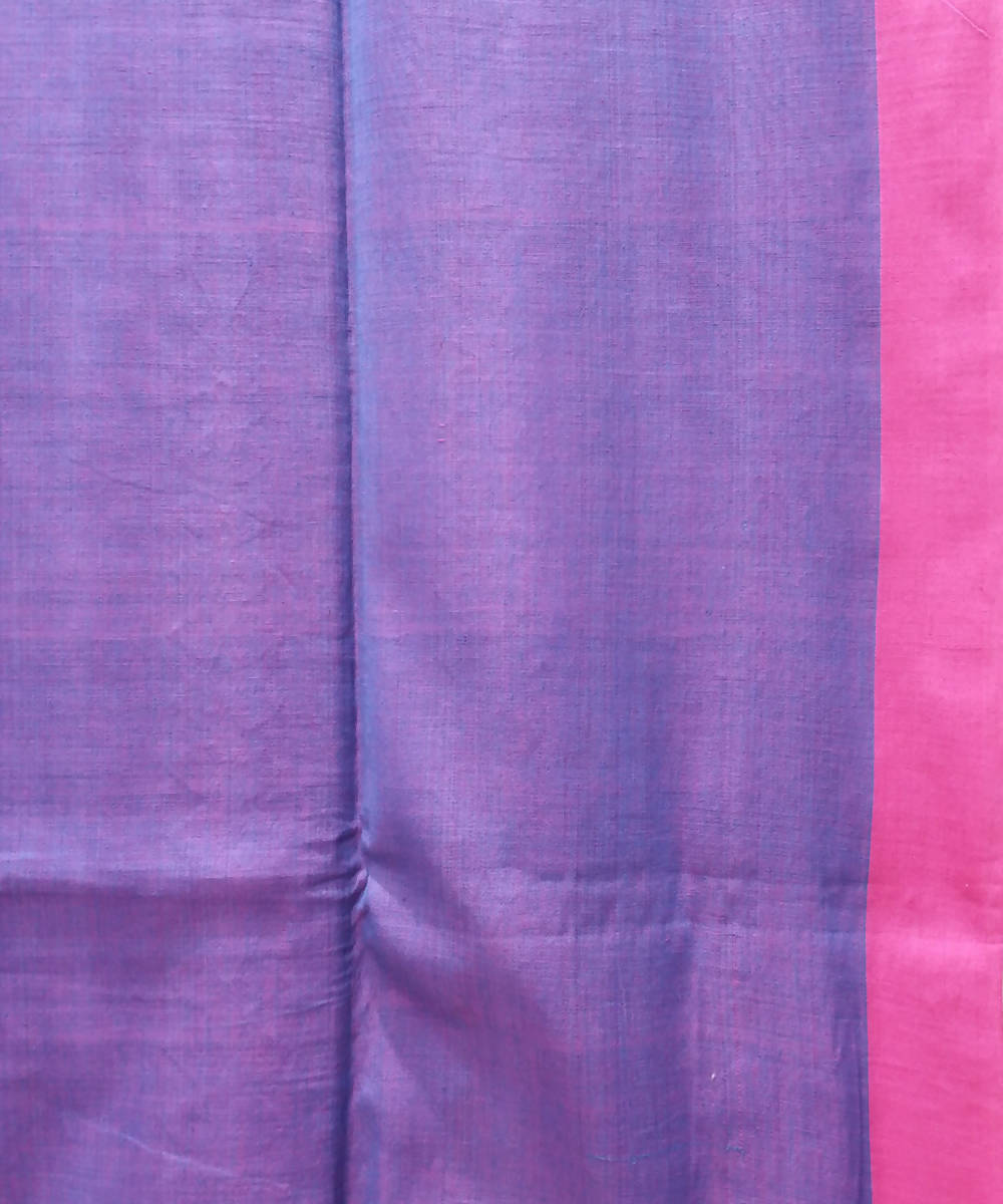 Bengal handspun handwoven cotton navy and pink saree