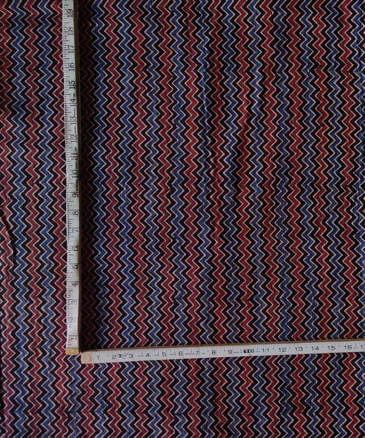 Black red blue natural dye handspun handwoven cotton ajrakh fabric