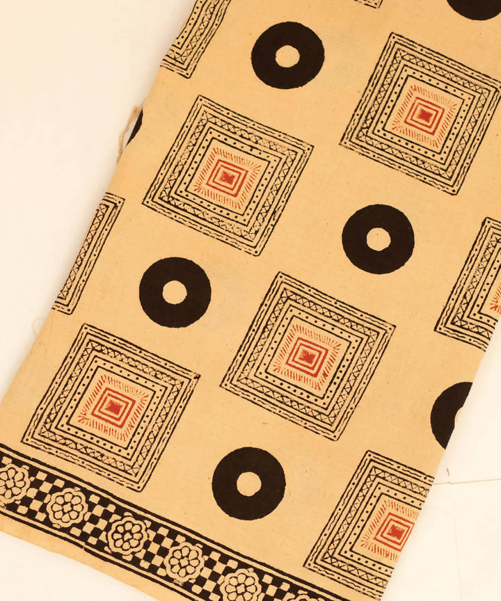 Handblock Bagru Print Cotton Cream Fabric