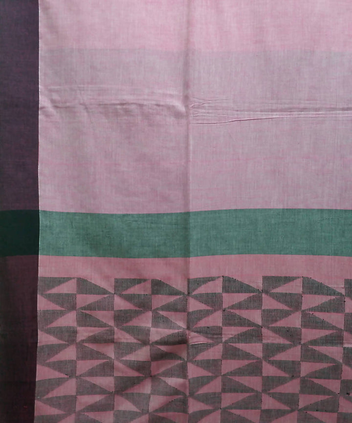 Bengal handspun handloom light pink cotton saree