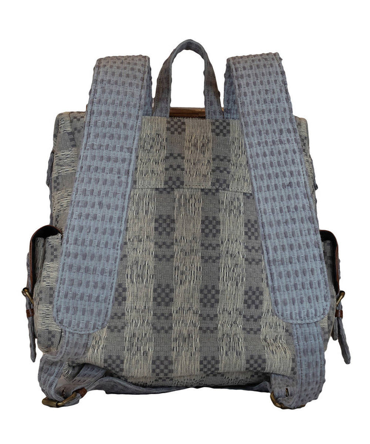 Grey and brown Handwoven Cotton Backpack