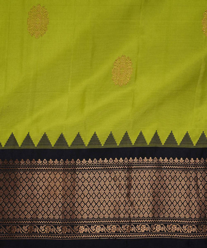lemon yellow black handloom gadwal silk saree
